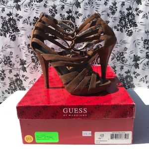 GUESS Suede Strappy Credenza Style Heels